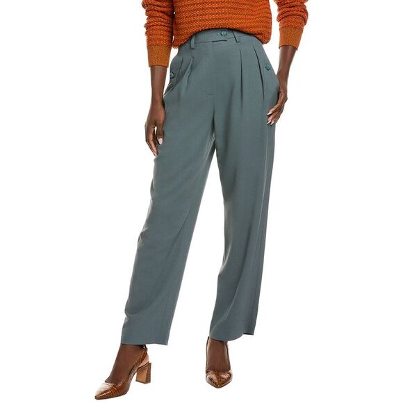 St. John WomensTwill Wool-Blend Pant Blue